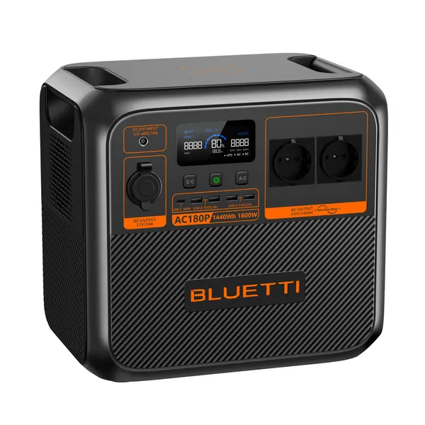 BLUETTI AC180P Solar Portable Power Station (1,800W / 1,440Wh), side view