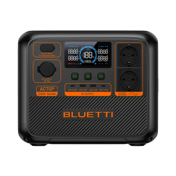 BLUETTI AC70P Portable Power Station (1,000W / 864Wh), front view