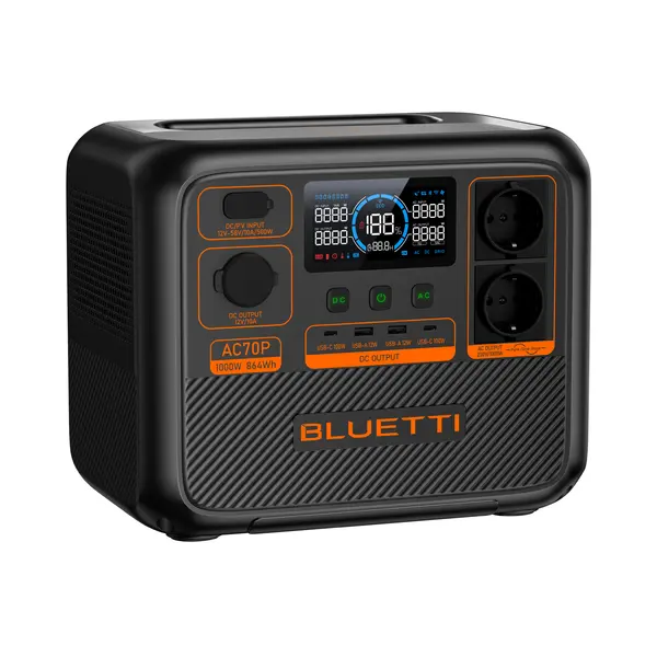 Bluetti AC70P Portable Power Station, in use