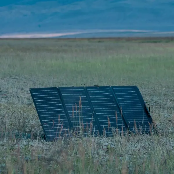 EcoFlow 160W Portable Solar Panel, in use