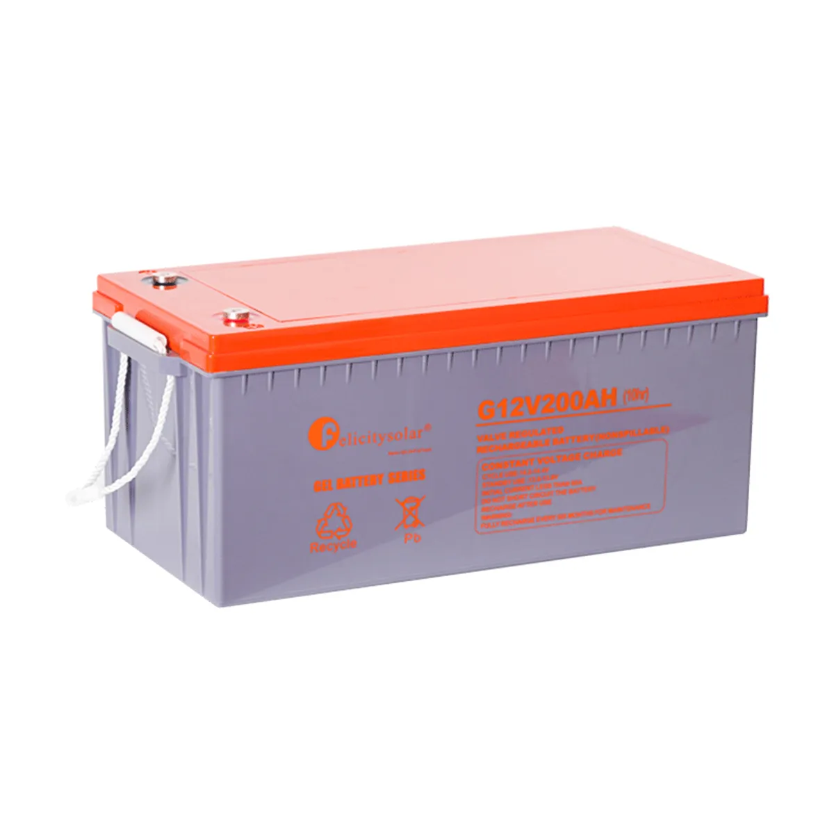 Felicity 12V 200Ah Gel Solar Battery, front view